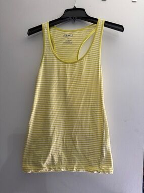 Old Navy Yellow and White Striped Racerback Tank